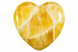 Polished Orange Honeycomb Calcite Heart - Utah #335278-1
